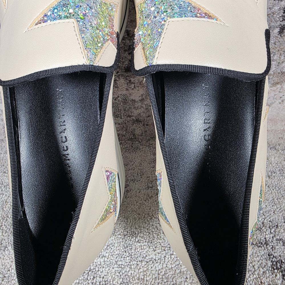 Stella McCartney Women's Binx Star Slip-On Platforms Cream Sparkle Size 38/8 - Picture 9 of 12